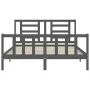 Double bed frame with gray solid wood headboard by vidaXL, Beds and slatted bases - Ref: Foro24-3192888, Price: 157,75 €, Dis...