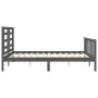 Double bed frame with gray solid wood headboard by vidaXL, Beds and slatted bases - Ref: Foro24-3192888, Price: 151,10 €, Dis...