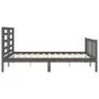 Double bed frame with gray solid wood headboard by vidaXL, Beds and slatted bases - Ref: Foro24-3192888, Price: 157,75 €, Dis...