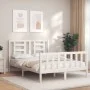 White solid wood bed frame with headboard 140x190 cm by vidaXL, Beds and slatted bases - Ref: Foro24-3192862, Price: 133,68 €...