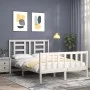 White solid wood bed frame with headboard 140x190 cm by vidaXL, Beds and slatted bases - Ref: Foro24-3192862, Price: 133,68 €...