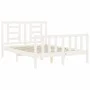 Weißer Massivholzbettrahmen mit Kopfteil 140x190 cm von vidaXL, Betten und Lattenroste - Ref: Foro24-3192862, Preis: 133,67 €...