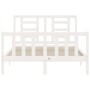 Weißer Massivholzbettrahmen mit Kopfteil 140x190 cm von vidaXL, Betten und Lattenroste - Ref: Foro24-3192862, Preis: 137,72 €...