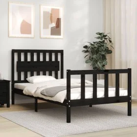 Estructura de cama con cabecero madera maciza negro 100x200 cm de vidaXL, Camas y somieres - Ref: Foro24-3192420, Precio: 136...