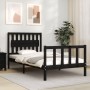 Bed frame with black solid wood headboard 100x200 cm by vidaXL, Beds and slatted bases - Ref: Foro24-3192420, Price: 138,48 €...