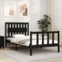 Bed frame with black solid wood headboard 100x200 cm by vidaXL, Beds and slatted bases - Ref: Foro24-3192420, Price: 136,72 €...