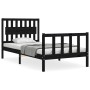Bed frame with black solid wood headboard 100x200 cm by vidaXL, Beds and slatted bases - Ref: Foro24-3192420, Price: 138,48 €...