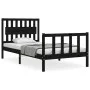 Bed frame with black solid wood headboard 100x200 cm by vidaXL, Beds and slatted bases - Ref: Foro24-3192420, Price: 136,72 €...
