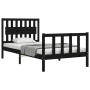 Bed frame with black solid wood headboard 100x200 cm by vidaXL, Beds and slatted bases - Ref: Foro24-3192420, Price: 138,48 €...