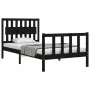 Bed frame with black solid wood headboard 100x200 cm by vidaXL, Beds and slatted bases - Ref: Foro24-3192420, Price: 136,72 €...