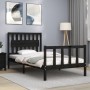 Bed frame with black solid wood headboard 100x200 cm by vidaXL, Beds and slatted bases - Ref: Foro24-3192420, Price: 138,48 €...
