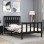 Bed frame with black solid wood headboard 100x200 cm by vidaXL, Beds and slatted bases - Ref: Foro24-3192420, Price: 136,72 €...