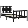 Bed frame with black solid wood headboard 100x200 cm by vidaXL, Beds and slatted bases - Ref: Foro24-3192420, Price: 136,72 €...