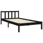Bed frame with black solid wood headboard 100x200 cm by vidaXL, Beds and slatted bases - Ref: Foro24-3192420, Price: 136,72 €...