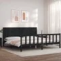 Bettgestell mit schwarzem Massivholzkopfteil 200x200 cm von vidaXL, Betten und Lattenroste - Ref: Foro24-3192970, Preis: 223,...