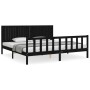 Bed frame with black solid wood headboard 200x200 cm by vidaXL, Beds and slatted bases - Ref: Foro24-3192970, Price: 226,22 €...