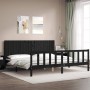 Bettgestell mit schwarzem Massivholzkopfteil 200x200 cm von vidaXL, Betten und Lattenroste - Ref: Foro24-3192970, Preis: 226,...