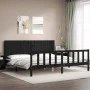 Bettgestell mit schwarzem Massivholzkopfteil 200x200 cm von vidaXL, Betten und Lattenroste - Ref: Foro24-3192970, Preis: 223,...