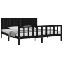 Bed frame with black solid wood headboard 200x200 cm by vidaXL, Beds and slatted bases - Ref: Foro24-3192970, Price: 226,22 €...