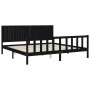 Bed frame with black solid wood headboard 200x200 cm by vidaXL, Beds and slatted bases - Ref: Foro24-3192970, Price: 226,22 €...