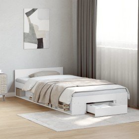 Cama con cajón madera de ingeniería blanca 75x190 cm Cama con cajón madera de ingeniería blanca 75x190 cm