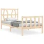 Bed frame with solid wood headboard 90x200 cm by vidaXL, Beds and slatted bases - Ref: Foro24-3192476, Price: 87,54 €, Discou...