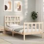 Bed frame with solid wood headboard 90x200 cm by vidaXL, Beds and slatted bases - Ref: Foro24-3192476, Price: 87,54 €, Discou...