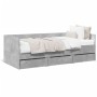 Sofá cama con cajones sin colchón gris hormigón 90x200 cm