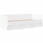Sofá cama con cajones sin colchón blanco 90x190 cm