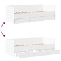 Sofá cama con cajones sin colchón blanco 90x190 cm
