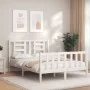 Estructura cama de matrimonio con cabecero madera maciza blanco de vidaXL, Camas y somieres - Ref: Foro24-3192852, Precio: 12...