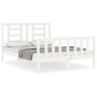Double bed frame with white solid wood headboard by vidaXL, Beds and slatted bases - Ref: Foro24-3192852, Price: 130,14 €, Di...