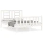 Double bed frame with white solid wood headboard by vidaXL, Beds and slatted bases - Ref: Foro24-3192852, Price: 128,45 €, Di...