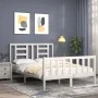 Double bed frame with white solid wood headboard by vidaXL, Beds and slatted bases - Ref: Foro24-3192852, Price: 128,45 €, Di...
