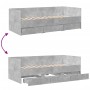 Sofá cama con cajones sin colchón gris hormigón 75x190 cm