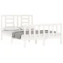 Double bed frame with white solid wood headboard by vidaXL, Beds and slatted bases - Ref: Foro24-3192852, Price: 128,45 €, Di...