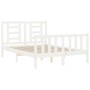 Double bed frame with white solid wood headboard by vidaXL, Beds and slatted bases - Ref: Foro24-3192852, Price: 130,14 €, Di...