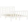 Double bed frame with white solid wood headboard by vidaXL, Beds and slatted bases - Ref: Foro24-3192852, Price: 128,45 €, Di...