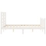 Double bed frame with white solid wood headboard by vidaXL, Beds and slatted bases - Ref: Foro24-3192852, Price: 130,14 €, Di...