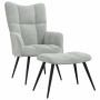 Sillón de relax con taburete de terciopelo gris claro