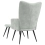 Sillón de relax con taburete de terciopelo gris claro