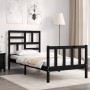 Single bed frame with black solid wood headboard by vidaXL, Beds and slatted bases - Ref: Foro24-3193040, Price: 125,80 €, Di...