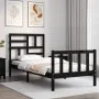 Einzelbettgestell mit schwarzem Massivholz-Kopfteil von vidaXL, Betten und Lattenroste - Ref: Foro24-3193040, Preis: 124,07 €...