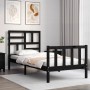 Single bed frame with black solid wood headboard by vidaXL, Beds and slatted bases - Ref: Foro24-3193040, Price: 125,80 €, Di...