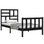 Single bed frame with black solid wood headboard by vidaXL, Beds and slatted bases - Ref: Foro24-3193040, Price: 125,80 €, Di...