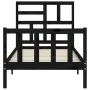 Einzelbettgestell mit schwarzem Massivholz-Kopfteil von vidaXL, Betten und Lattenroste - Ref: Foro24-3193040, Preis: 124,07 €...
