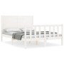 White solid wood bed frame with headboard 140x190 cm by vidaXL, Beds and slatted bases - Ref: Foro24-3192732, Price: 201,27 €...