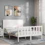 Weißer Massivholzbettrahmen mit Kopfteil 140x190 cm von vidaXL, Betten und Lattenroste - Ref: Foro24-3192732, Preis: 201,27 €...
