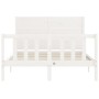 White solid wood bed frame with headboard 140x190 cm by vidaXL, Beds and slatted bases - Ref: Foro24-3192732, Price: 201,27 €...