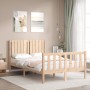 Bed frame with solid wood headboard 120x200 cm by vidaXL, Beds and slatted bases - Ref: Foro24-3192941, Price: 123,87 €, Disc...